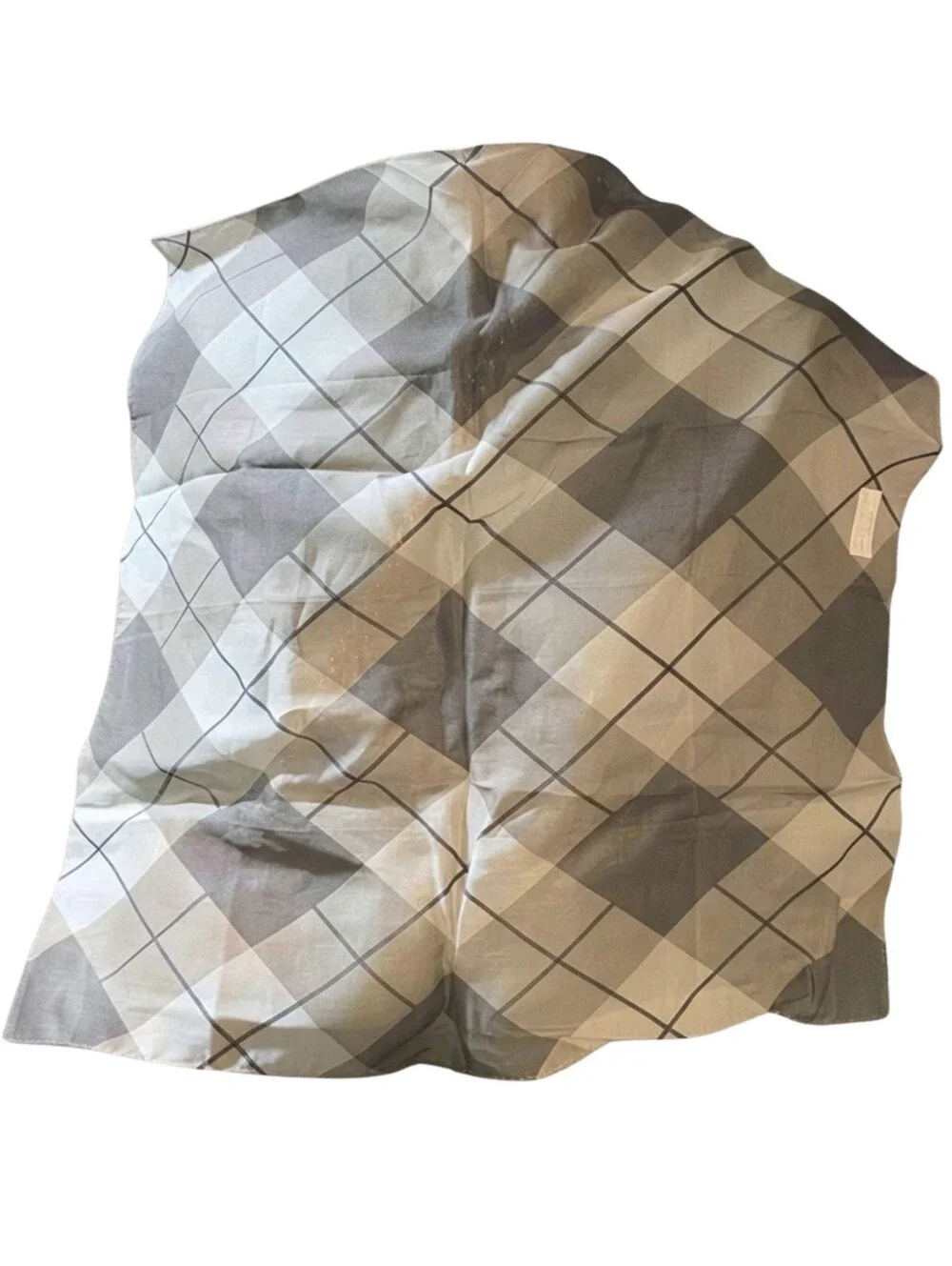 Burberry Cotton Handkerchief Scarf Smoked Check Taupe Grey Japan Pocket Square